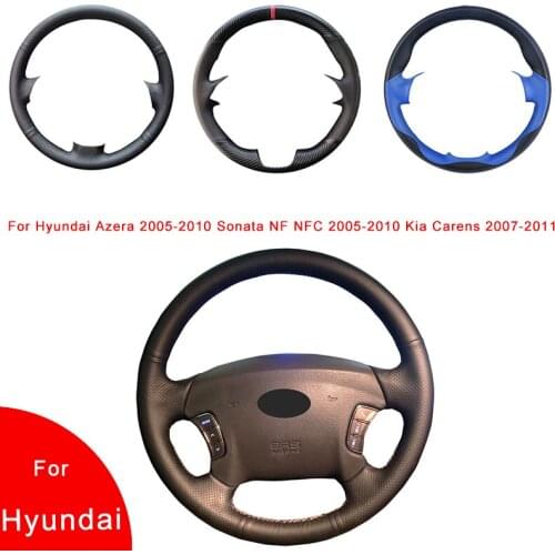 Hand-Stitched Artificial Leather Car Steering Wheel Cover For Hyundai Azera 2005-2010 Sonata NFC 2005-2010 Kia Carens 2007-2011