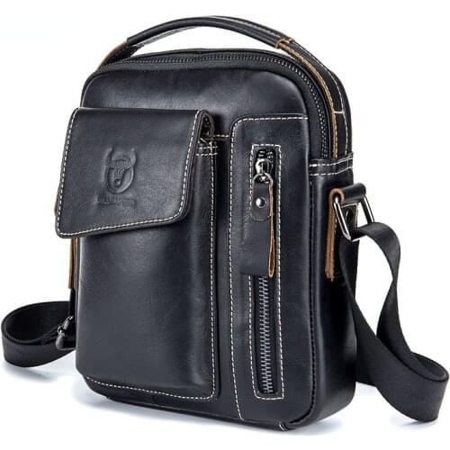 First Layer Cowhide Mens Single Shoulder Messenger Bag Mens Sports Soft Leather Leather Vertical Bagsipad Shoulder Bag Handbag