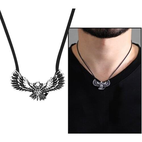 Tesbihane Eagle Design İp Chain 925 Sterling Silver Men 'S Necklace