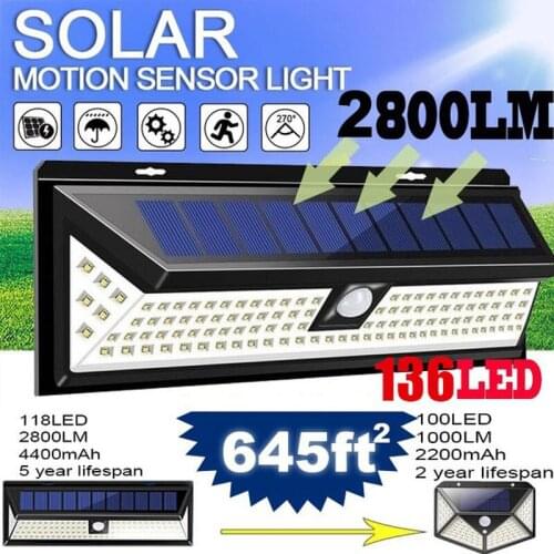 308/128/268 LED Solar Lights Motion Sensor Outdoor Lighting Waterproof Solar Powered Lamp for Garden Decoration Street Wall Lamp