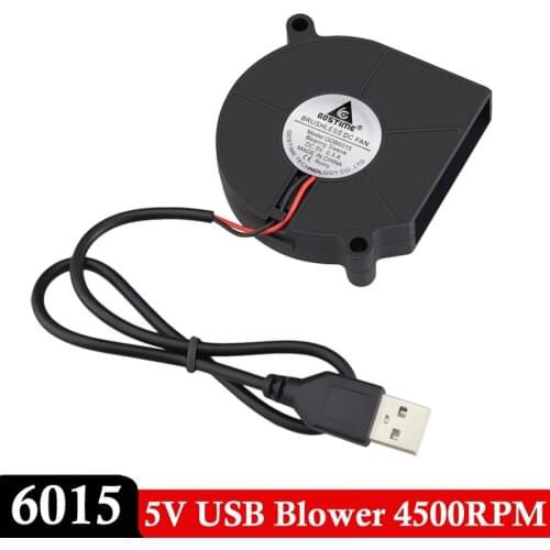 10pieces lot Gdstime 5V USB 60mm 6015 60x60x15mm Cooling Turbo Blower Fan