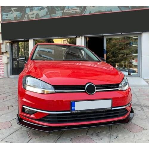 Volkswagen Golf 7 Mk7.5 Front Bumper Attachment 2013 2014 2015 2016 2017 2018 2019 Gloss Black 3 Pcs