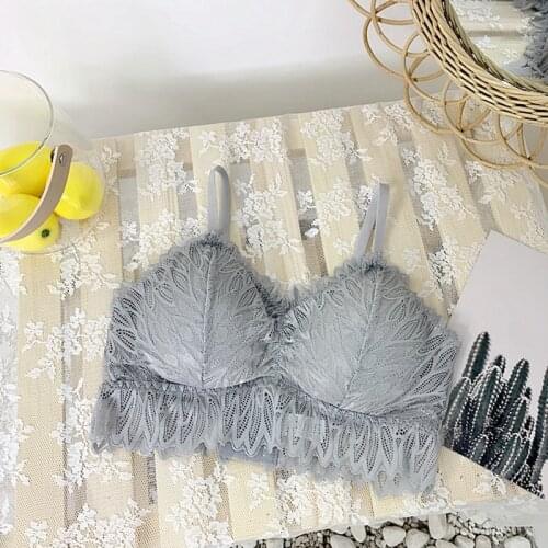 Women Solf Tank Top Girls Crop Top Lace Lingerie Tops Padded Spaghetti Strap Underwear Fashion Bra Hot Erotic Femme Camis