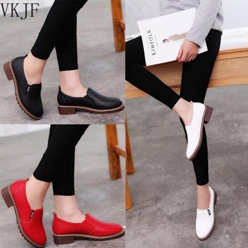 2021 Casual Shoes Women Spring New Low Heel Slip on Artificial Leather Ladies Flats Big Size Female Office Dress Loafers