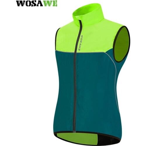 WOSAWE Mens Outdoor Sports Vest Sleeveless Cycling Vest Windproof Pro MTB Road Bike Bicycle Jersey Running Reflective