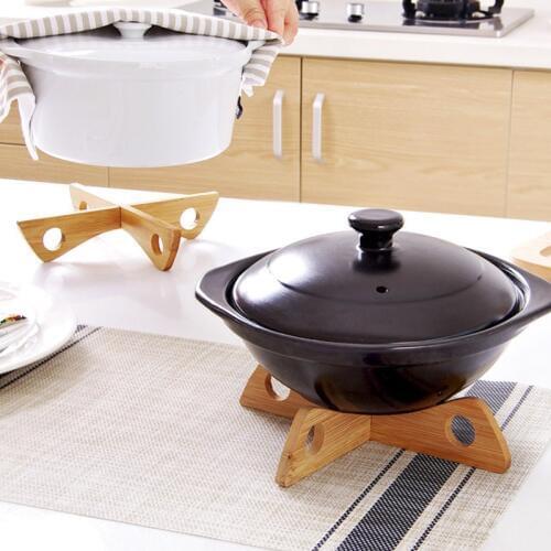 1Pcs Heat Insulated Pads Detachable Kitchen Accessories Wood Tray Rack Cooking Tools Multifunction Table Mat Table Placemats