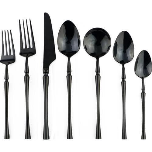 1Pc Retro Luxury Cutlery Black Dinnerware 18/10 Stainless Steel Tableware Silverware Dinner Knife Fork Spoon Kitchen Accessories