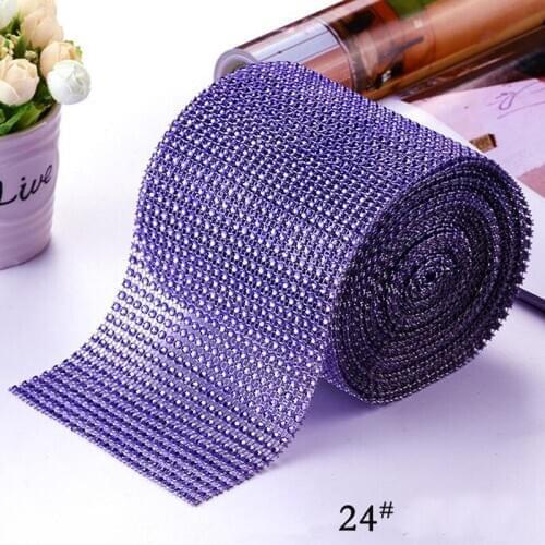 1Yards 4.75" Width Violet Sparkling Diamond Mesh Wrap Crystal Rhinestone Ribbon Wedding Home Decoration DIY Accessories