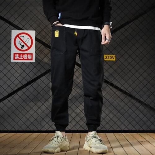 2021 New Jeans Men Hip Hop Streetwear Joggers Denim Cargo Pants Loose Pocket Harem Trousers Sweatpants Leisure simplicity