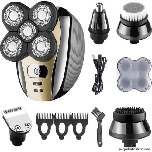 5 In 1 4D Rotary Men Electric Shaver Bald Head Shaver Multifunctional Shaver
