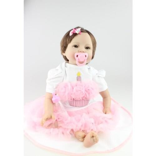 55CM Baby Sleeping Silicone Reborn Nowborn Baby Little Girl Boy Shower Kids Christmas Gift Princess Simulation Doll
