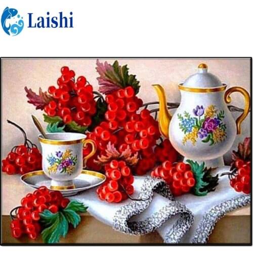 5D DIY Diamond Painting Scenery, tea cup, fruit Full Square round drill Home Decoration diamond Embroidery Handcraft Art Kits
