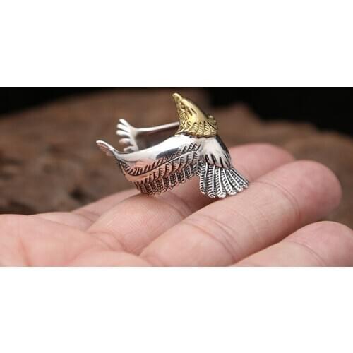 925 Sterling Silver Punk Mens eagle wings Ring Rings Jewelry A5761