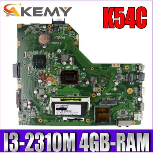 Akemy K54C Laptop motherboard for ASUS X54C original mainboard 4GB-RAM I3-2310M