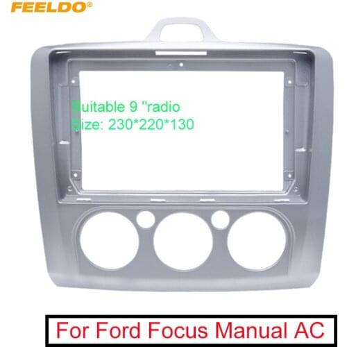 FEELDO Car Radio 2Din Fascia Frame Fit For Ford Focus 05-11（Manual AC） DVD Panel Dash Installation Frame Trim Bezel Kit