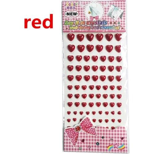 Childrens stickers different size Single Acrylic red pearl Heart Rhinestones Self Adhesive kids Diy decoration Stickers