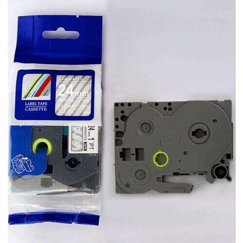 1" 24mm laminated tz tape TZe-155 tze155 tz155 tze 155 white on clear tz-155 label tape for p touch