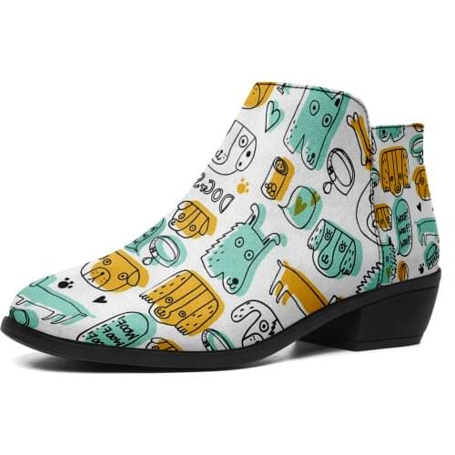 Personal Design Custom Print On Demand Drop Shipping Shoes Zip Print Womens Boots Personality Shoes For Women 2021