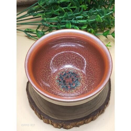 Jianzhan Chinese Traditional Skill Tenmoku Tea Bowl Drinkware Matcha Chawan Oil Spot Japanese Tea Utensils Handmade Glaze tears