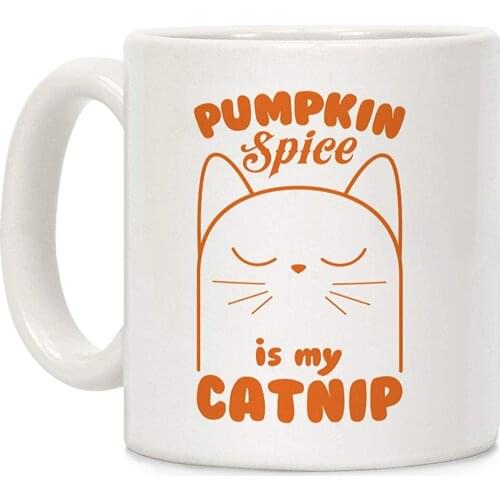 Pumpkin Spice Catnip White 11 Ounce Ceramic Coffee Mug