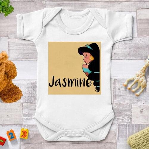 Princess Jasmine Printed Baby Graphic Rompers Newborn Jumpsuits Harajuku Streetwear Baby Girl Clothes Bebe Infant Outfits 0-24M