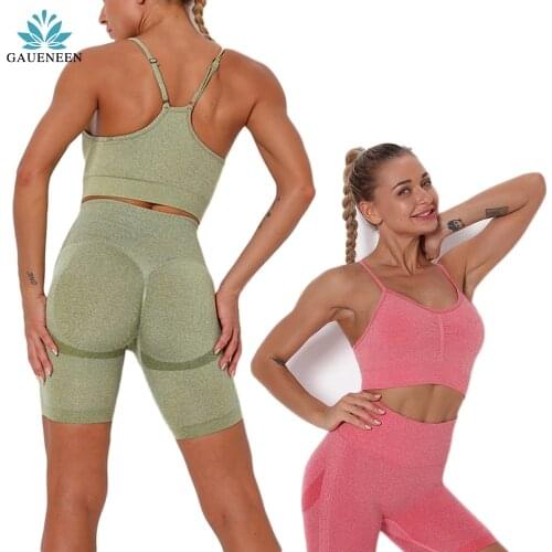 Seamless Sports Shorts Set Sexy Sportswear Women Fitness Suit Sports Outfit For Women 2 Piece Gym Yoga Shorts Sets Workout Suits