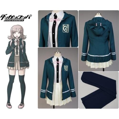 Anime Super DanganRonpa 2 Chiaki Nanami Cosplay Costume School Uniform Girls Top Skirt Halloween Game Cosplay Costumes For Women