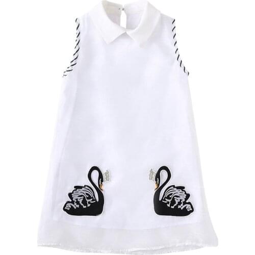 Summer Cotton Blended Girl Dress Sleeveless Korean Version Fashion Cartoon Anime A-Line Skirt Casual Childrens Mid-Length Skirt