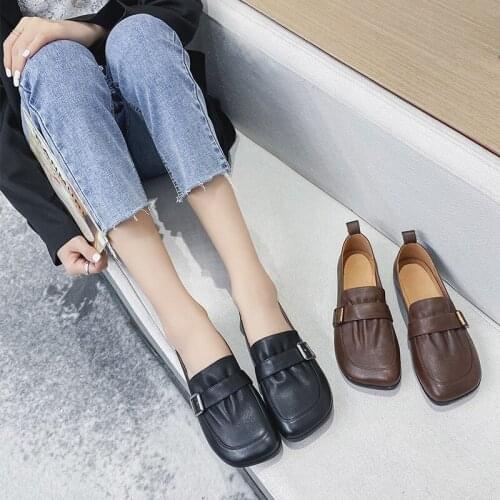 New summer 2021 British retro soft soles small shoes. Womens shallow loafers Korean version womens shoes