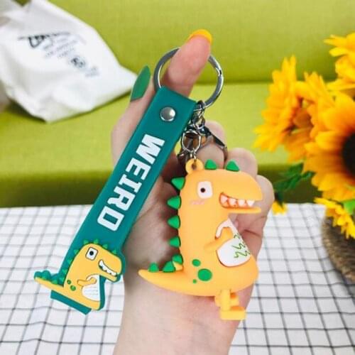 Cute Fashion Cartoon Dinosaur Pendant Keyring Men and Womens Car Keychain Stereo New Year Gift Keychains