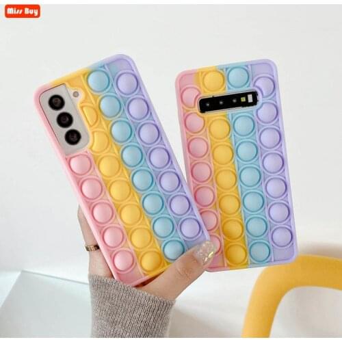 Fashion Rainbow Reliver Stress Case For OPPO Realme V5 5 5I C3 C11 C15 C20 C21 C25 Realme 8 4G Coque Anti-stress Bunbble Cover