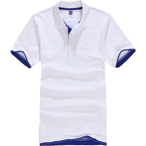 Mens polo shirts with short sleeves T-shirt comfortable leisure business lapel cotton middle-aged pure color white polo shirt