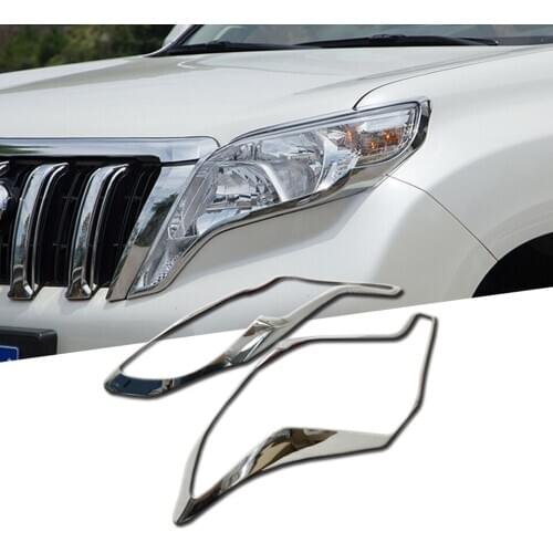 For Toyota Prado 150 FJ150 2014 2015 2016 2017 ABS Chrome Headlight Cover Head Light Trim Front Lamp Sticker