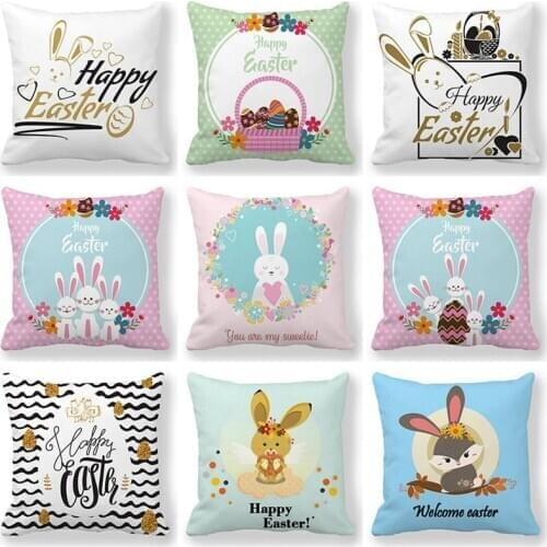 Easter Bunny Pillowcase Holiday Decoration Bedside Living Room Throw Pillowcase Office Chair Cartoon Rabbit Cushion Cover
