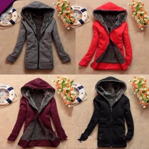 New 4-color warm hoodie Plus Size Fashion Women Hoodies Casual Winter Warm Hooded Sweatshirt Plush Outerwear Girl Jacket Coat