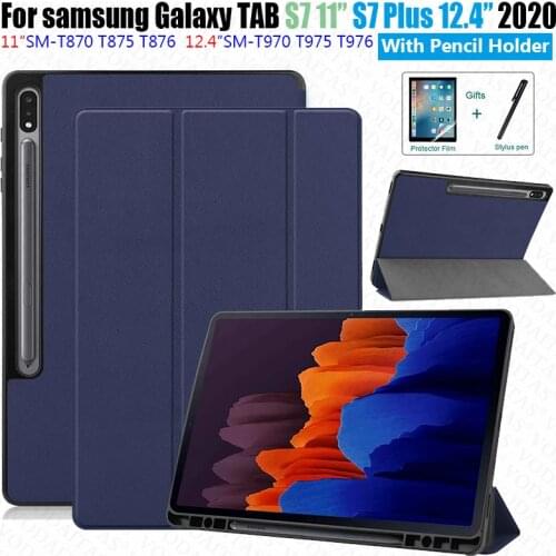 2020 NEW Case for Samsung Galaxy Tab S7 11" SM-T870 SM-T875 For Tab S7 12.4 T970 T975 Tablet Capa Cover With Pencil Holder