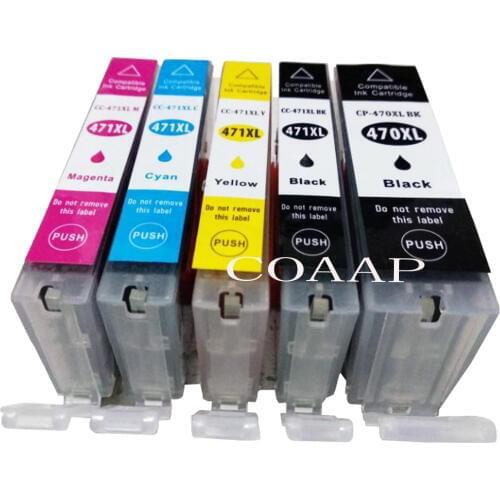 5pk New Canon PGI 470 CLI 471 Compatible ink cartridges for CANON PIXMA MG 5740 8640 / TS 5040 6040 inkjet Printer