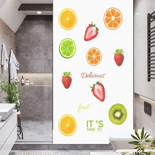 Window Film Privacy Fresh Fruits Frosted Non Adhesive Glass Sticker Sun Protection Heat Control Window Coverings for Homedecor