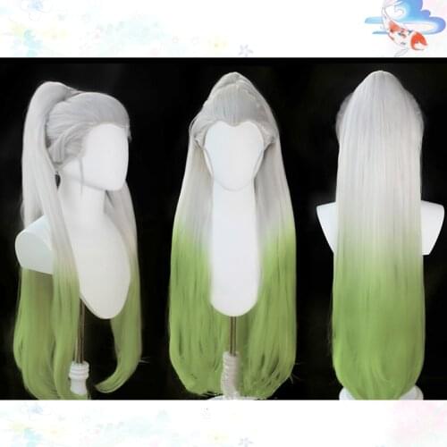 Anime Demon Slayer: Kimetsu no Yaiba Cosplay Wig Daki Women White Cosplay Wig Heat Resistant Synthetic Wigs Halloween+ Wig Cap
