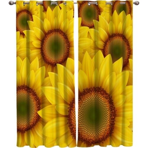 Sunflower Cartoon Living Room Kitchen Indoor Print Kids Room Curtain Window Treatment Window Treatment Valances Curtains Window