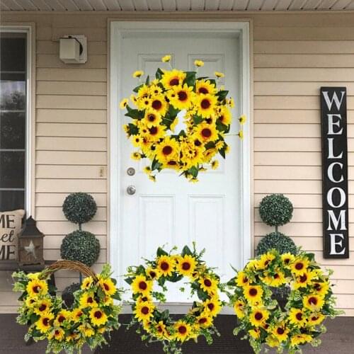 Hanging Wreath Pendants Ornaments Sunflower Decor Artificial Pendants Layout Props for Front Door Window Wall can CSV