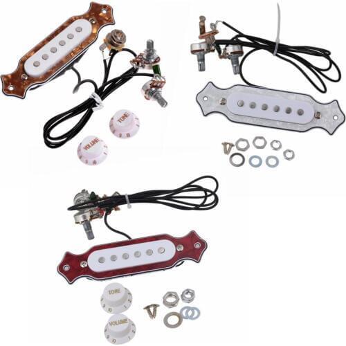 1 Set Pre-wired 6-string Single Coil Pickup Cigar Box Guitar Soundhole Pickup Harness with Volume & Tone Pots