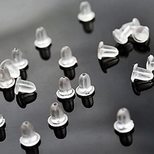 100pcs/lot Stud Earring Transparent Rubber Stoppers Silicone Round Ear Plugging Blocked Earring Backs Stoppers Ear P2