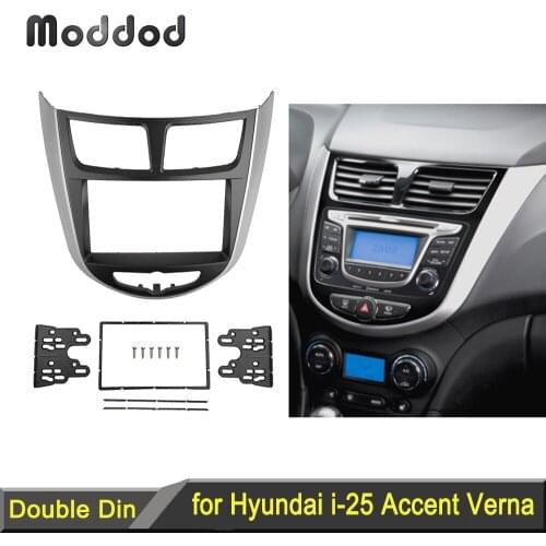 Radio Fascia for Hyundai i-25 Accent Solaris Verna Audio Panel Dash Mount DVD Trim Refit Kit Face Surround CD Frame Bezel 2 Din