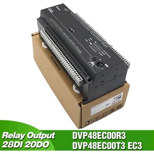 Delta PLC DVP48EC00R3 DVP48EC00T3 EC3 Series Programmable Logic Control 28DI 20DO Relay Output 4 Way 20K Pulse Input 100-240VAC