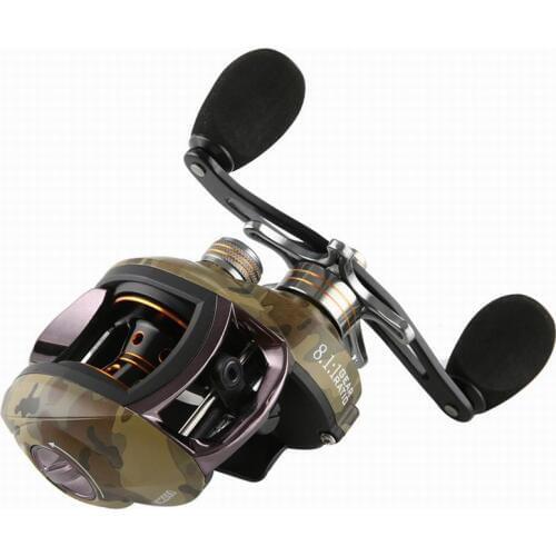DIAODELAI Lure Fishing Reel Bait Casting Baitcast Ratio 8.1:1 Brake Force 8Kgs Magnetic 13 or 18 Bearings 4 Types Left or Right