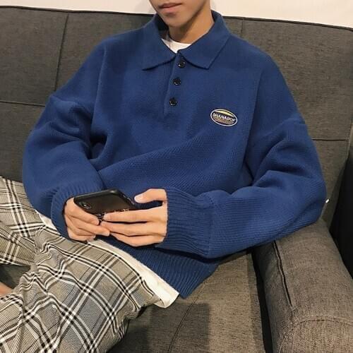 2020 Autumn And Winter New Japanese Youth Korean Loose Turtleneck Lapel Sweater Long Sleeve Mens Casual Trend Sweater