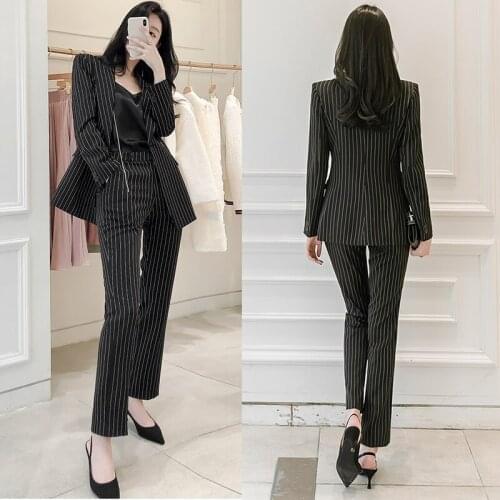Slim high-quality striped small suit female jacket fashion temperament professional suit pants two-piece work clothes women suit