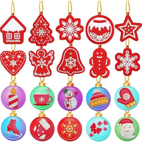 20 Pieces Christmas Diamond Painting Tags DIY Artificial Hanging Pendant for Christmas Tree Crafts Family Decoration