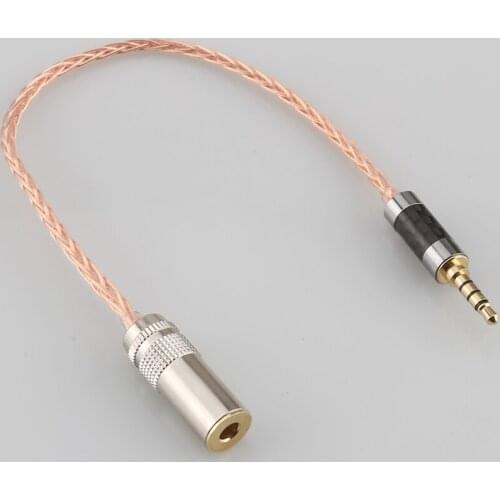 High Quality 10cm 3.5mm TRRS Male to 4.4mm Female Balanced Adapter 8 Cores 7N OCC Silver Plated Audio Adapter Cable